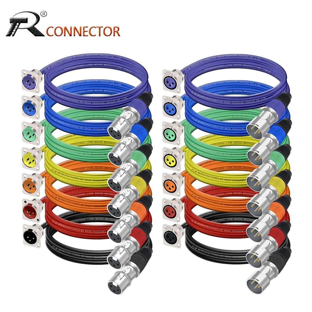 Кабель XLR D-тип для крепления на панели к разъему папа/гнездо Проходной через шнур