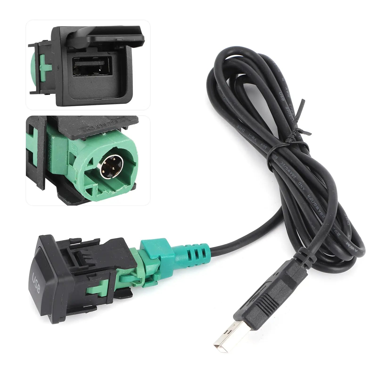 

12V Car Radio Stereo USB Switch Button Cable Adapter For CD Player Radio for Volkswagen Touran Passat for Skoda Octavia Fabia