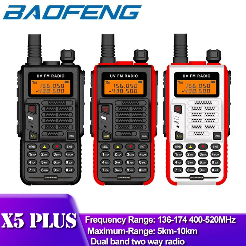 Baofeng X5 PLUS Transceiver Radio Station Powerful Walkie Talkie VHF UHF BF UV5R 10W 4500MAH Portable CB Ham Radio for Hunting