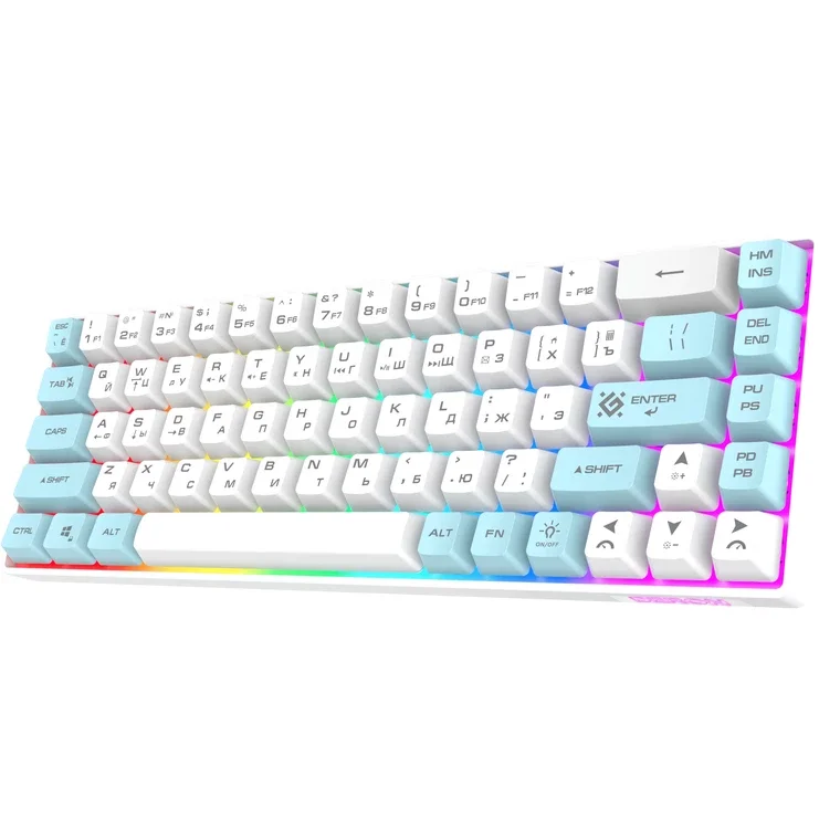 Клавиатура Defender Deron GK-098 USB белый/голубой тип подключения: беспроводная интерфейс: