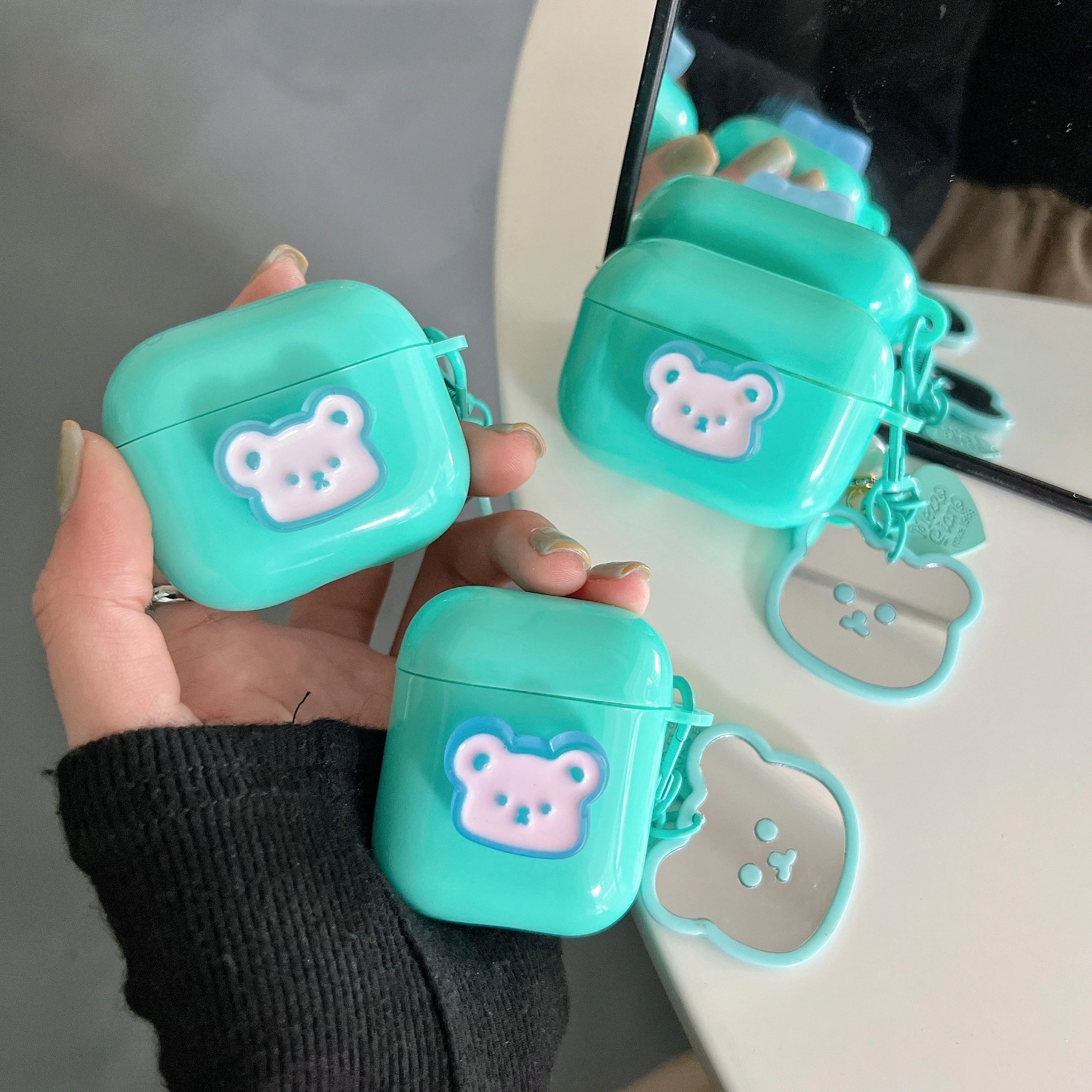 

Bear Silicone Case For Airpods 3 KeyRing Funda Airpod Silicone Case Airpods 3 чехол на Airpods Cartoon Silicone Cover Airpod Pro
