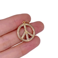 5pcs brass 14k gold filled peace symbols charms pendant with cz zirconia 20x22mm metal supplies for making jewelry necklace diy