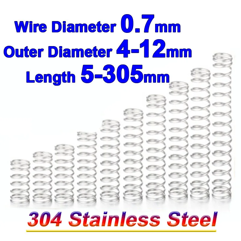 

0.7mm Compression Spring Stainless Steel Y-shaped Shock Absorption Return Pressure Compressed Springs OD 4-12mm Length 5-305mm
