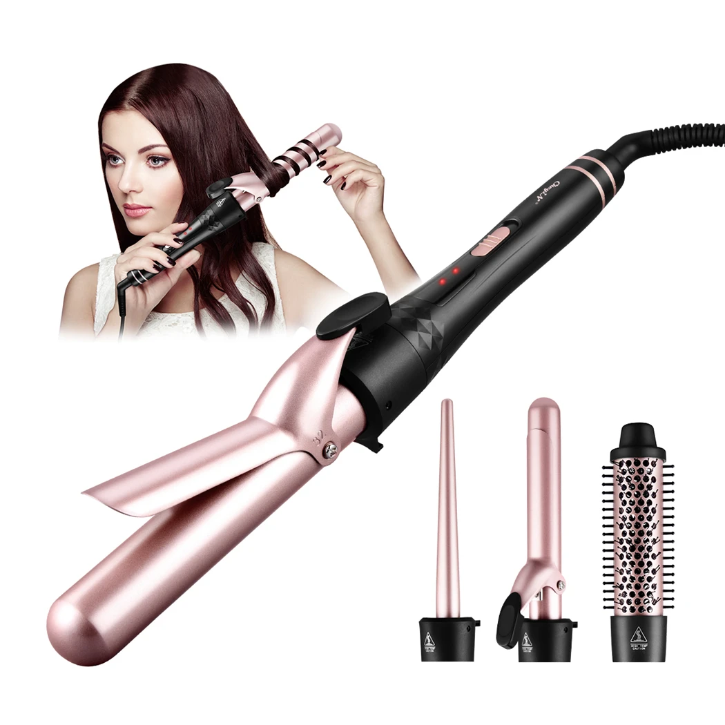 

CkeyiN Professional 4 in 1 Hair Curling Iron Ceramic 9-18MM 25MM 32MM Curler Wand Roller Hot Air brush Dryer Care Styling Tool