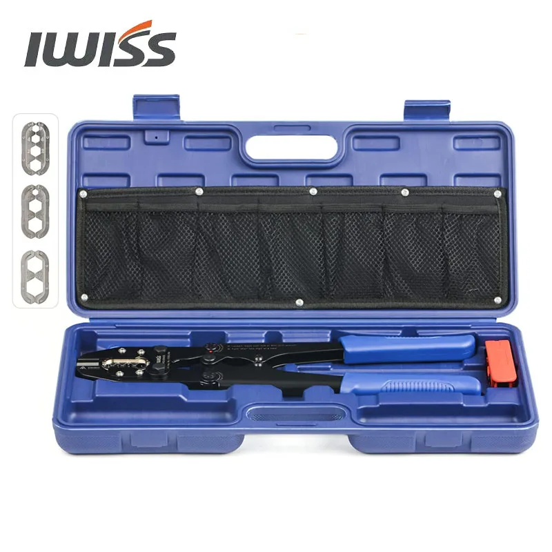 IWISS Battery Cable Lug Crimping Tool Kit for 8 6 4 2 1 1/0 2/0 3/0 4/0 AWG Copper Ring Terminals Battery Cable Ends