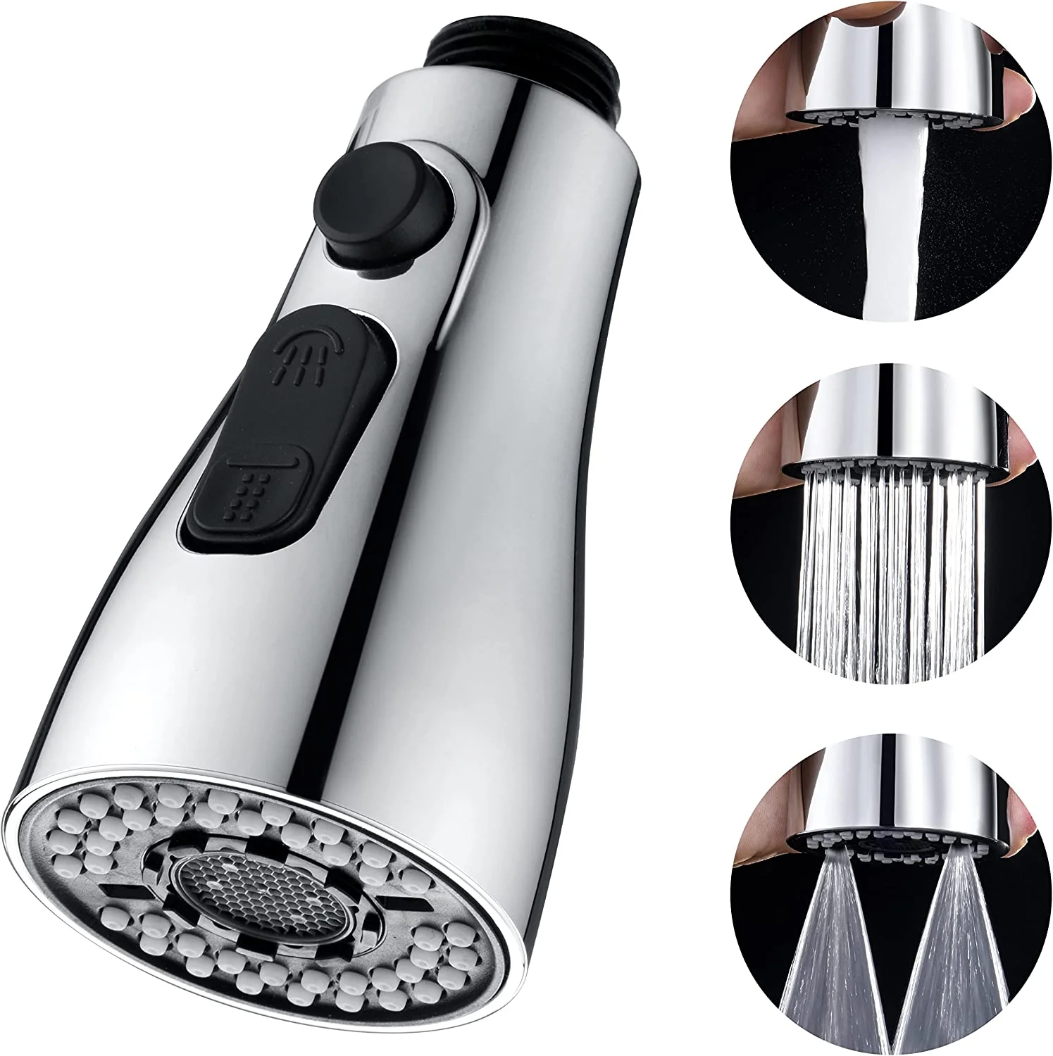 Kitchen Faucet Sprayer Head Replacement - Pull Down Faucet Spray Head 3 Function Kitchen Tap Spray Spout Part