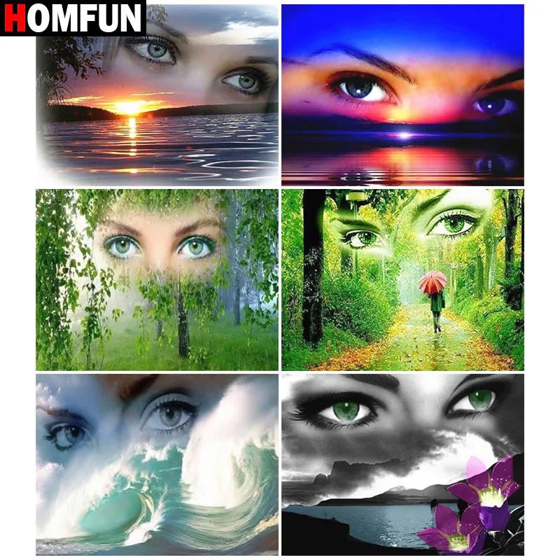 

Картина из квадратных и круглых страз HOMFUN, 5D алмазная вышивка «глаза женщины», экологичные поделки, домашний декор