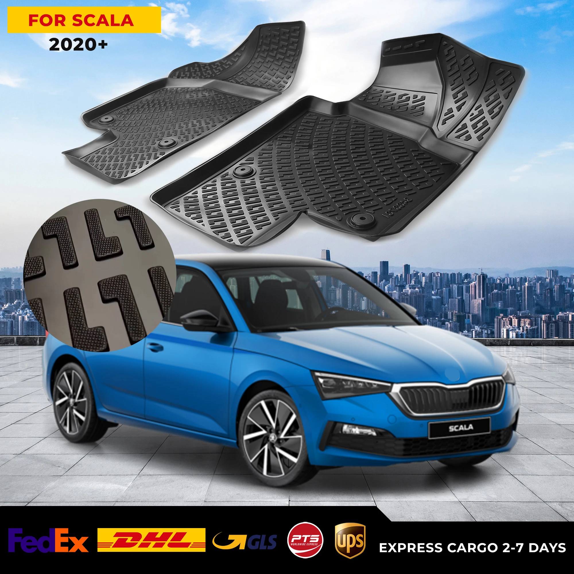

3D автомобильный напольный коврик для Skoda Scala 2020 +, водонепроницаемый специальный коврик для ног, аксессуары, коврики, Нескользящие