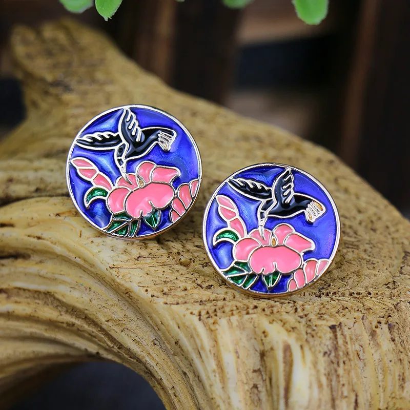 

Fashion Creative Fresh Enamel Dropping Oil Geometric Earrings for Women Sweet Temperament Colorful Painting Flower Earrings Gift
