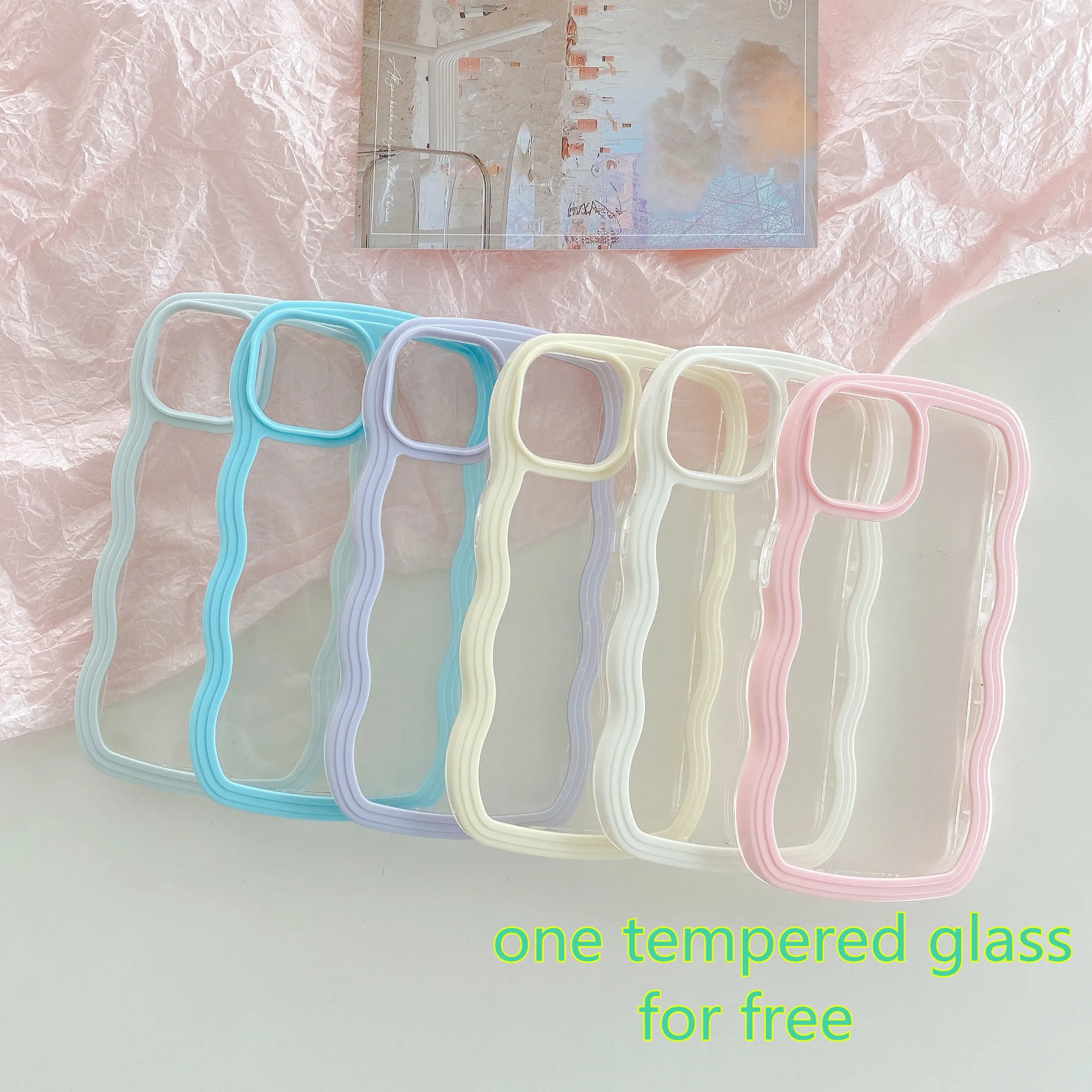 

5PC Transparent Curly Wave Case for iPhone 11 12 13 Pro Max Shockproof Bumper Full Len Protection Cover iPhone 11 чехол на айфон