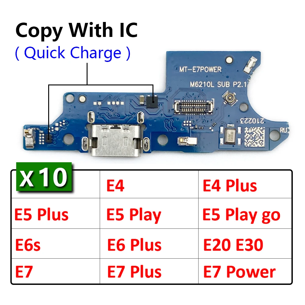 

10Pcs USB Charger Dock Connector Charging Port Microphone Flex Cable For Moto E4 E5 E6 E6s E7 Plus Power Play Go E20 E30 E40
