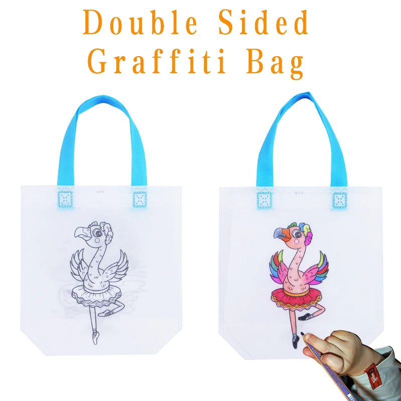 

12PCS DIY Graffiti Bag Toy For Children's Christmas Arts Party Kindergarten Handmade Coloring Bag Painting Crafts New Year Gift