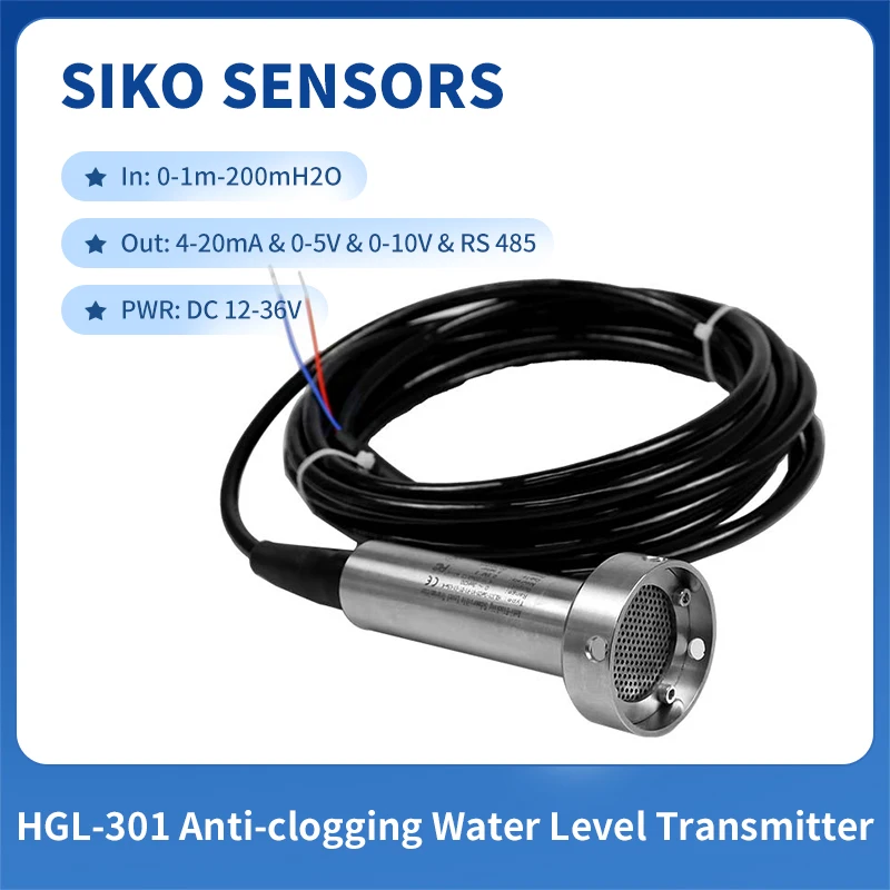 Clog Free Submersible Sewage Level Transmitter Probes For Dirty Liquids Tanks 3m