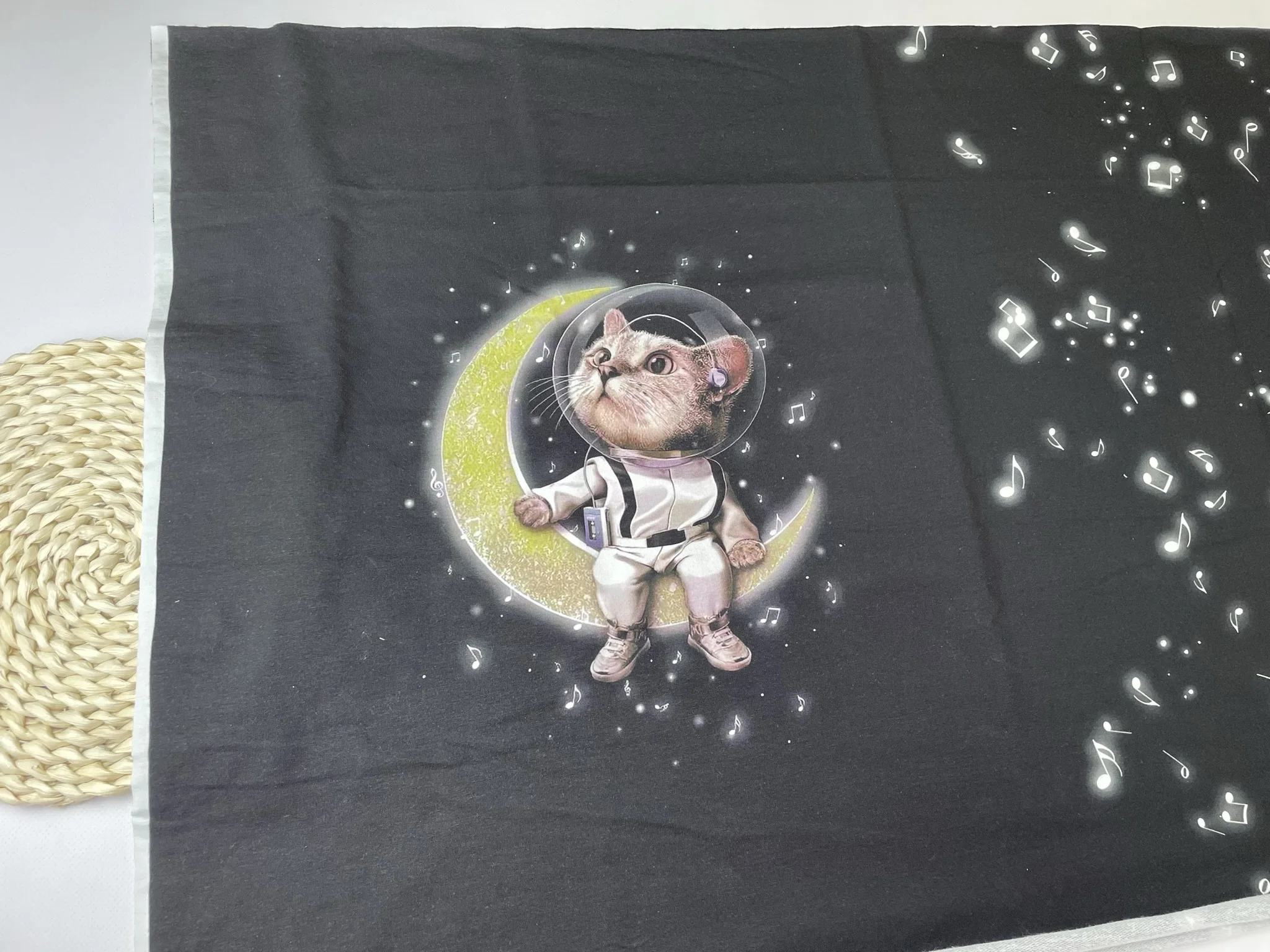 Ткань для шитья Трикотаж футер 2-н петля Купон На луне ширина 180 см высота 60+-5см |