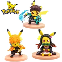 pokemon pikachu anime figure cos demon slayer kamado nezuko statue children%e2%80%98s toy kawaii room decor collection figurine ornament