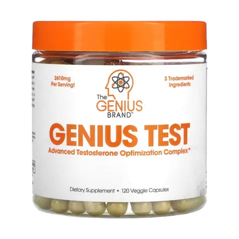 The Genius Brand, Genius Test, улучшенный комплекс для повышения уровня тестостерона, 120 растительных капсул