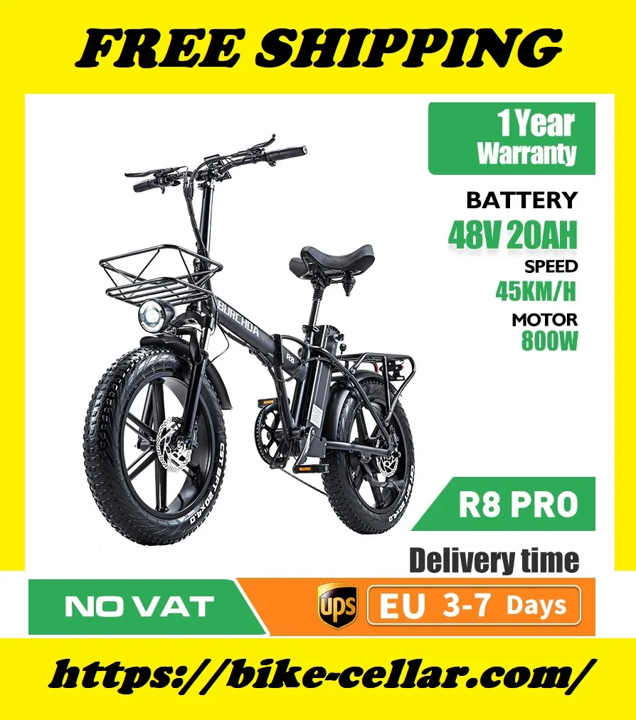 

JINGHMA R8 20Inch Electric Bicycle 800W 48V20AH Lithium Battery Portable Adult Electric Mountain Bike 4.0 Fat Tire Folding Ebike