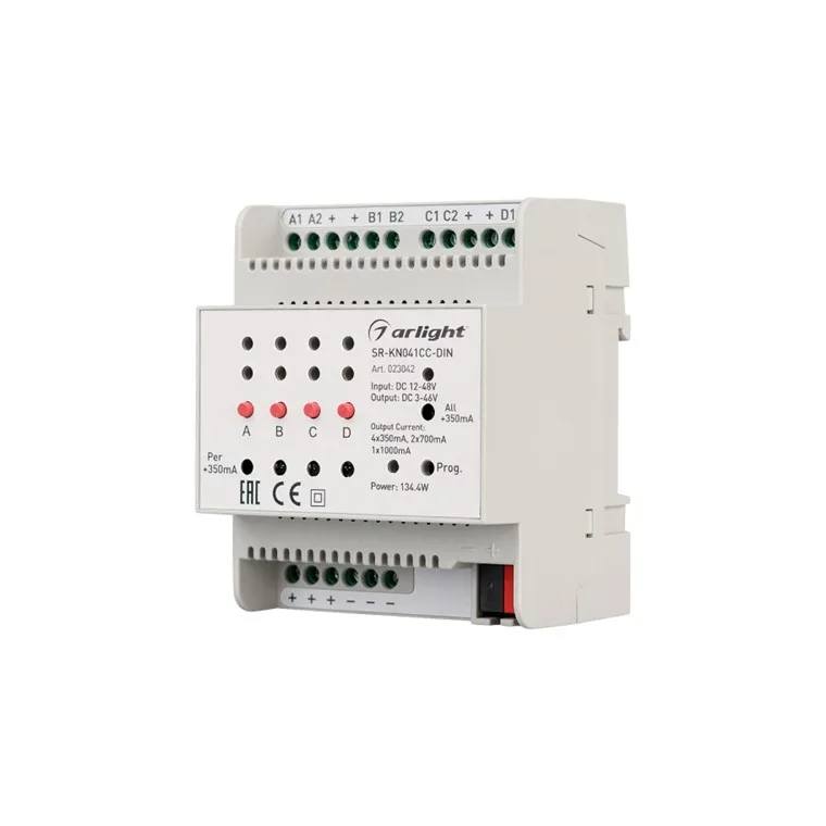 Контроллер тока SR-KN041CC-DIN (12-48V, 4x350/700mA) (023042)