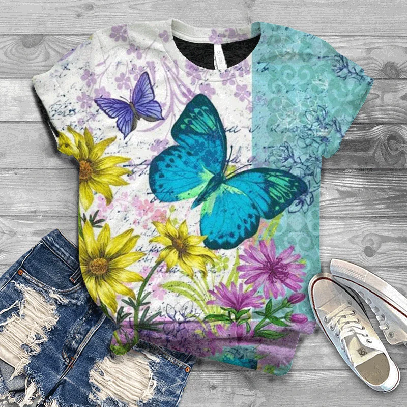 

Женская футболка с коротким рукавом, серия «бабочки»