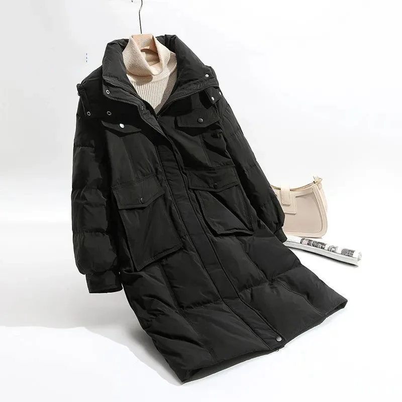 Женская Стеганая куртка средней длины теплая парка на хлопковом наполнителе с