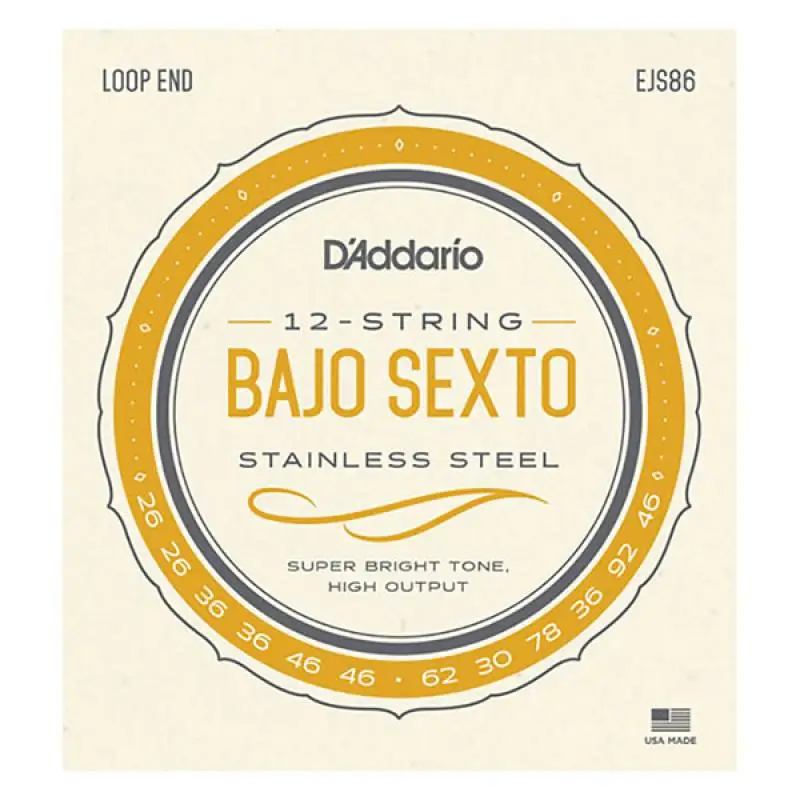 EJS86 Bajo Sexto Комплект струн для бахо сексто сталь 26-92 D&ampaposAddario