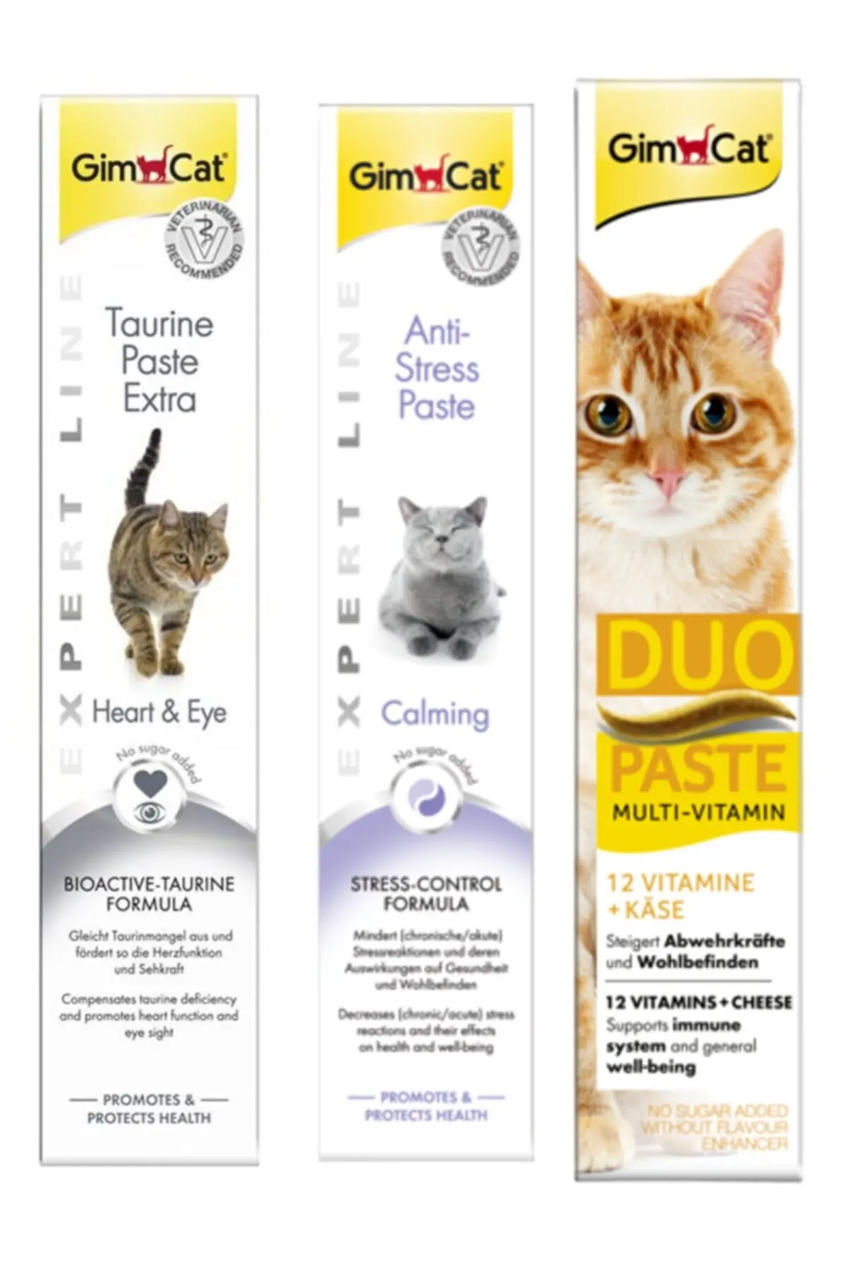 

Gimcat Taurine Paste 50 gr + Anti-stress Paste 50 gr + Duo Paste Multi Vitamin with Cheese 50 gr