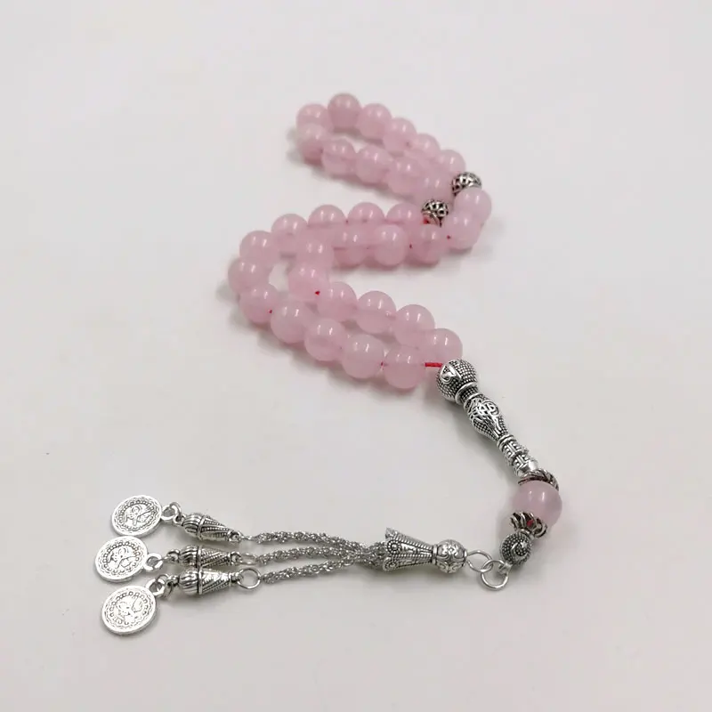 Натуральный розовый кварц Tasbih, 33, 45, 66, 99, 100 бусин, мусульманские женские четки, браслет из драгоценных камней misbaha (art.: 3920bec95a7fe) - 3920bec95a7fe
