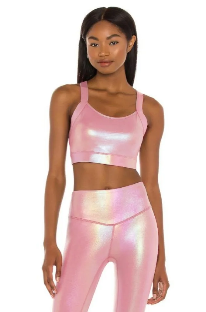 2023 Lastest Design Women Fitness Shinning Up Yoga Fitness Workout Bra and Leggings Set for Women Shinning Fabric Edition