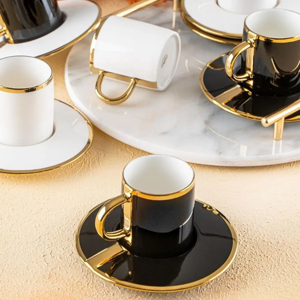 

Luxe 6 Person 12 Pcs Coffee Cup Set Kitchenware Coffee Accessories Tea and Coffee Set Lux Cup and Saucer Espresso New Home Gift