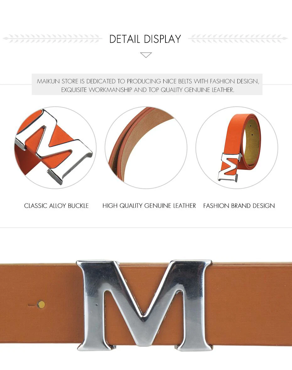 Женский Кожаный Ремень Maikun Со Съемной Пряжкой M Высококачественный Из