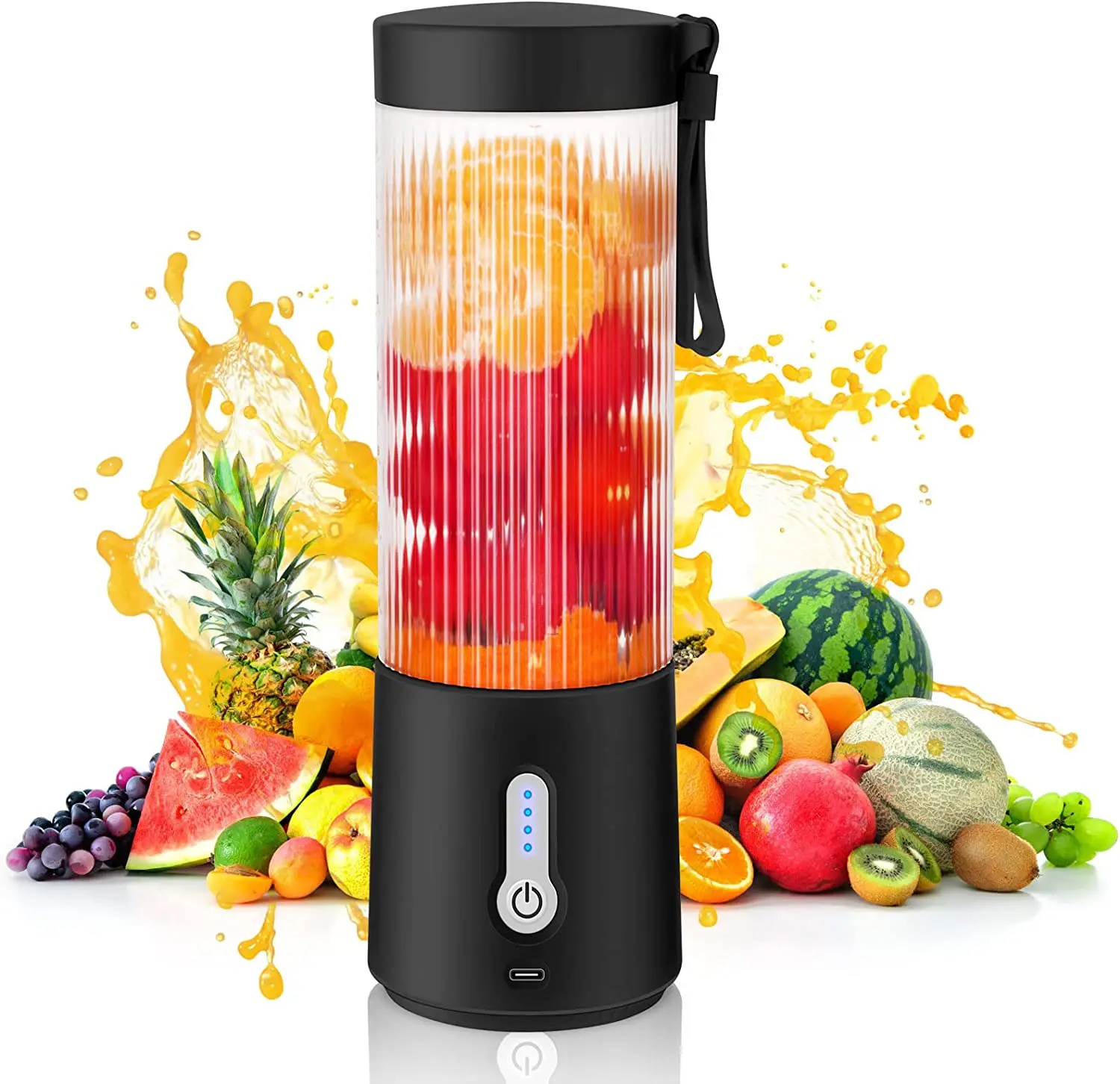 

Xmas Gifts Portable Blender Personal Size Blender USB Rechargeable 4000mAh Mini Blender with 6 Blades Juicer Cup