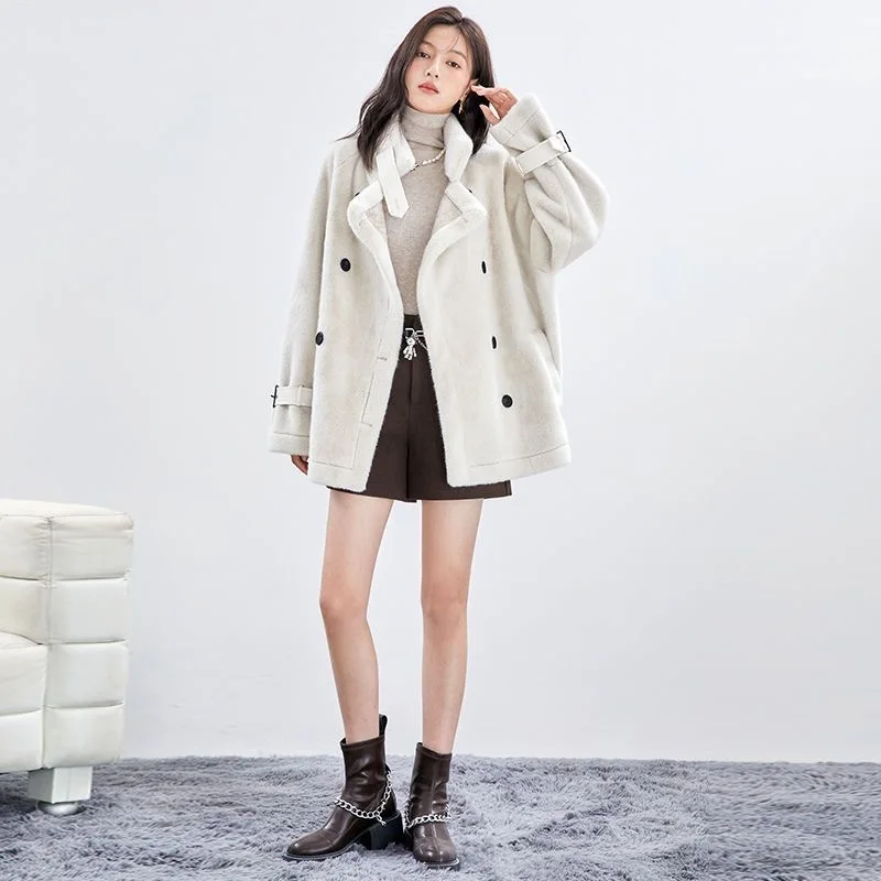 Autumn Winter Women Warm Faux Fur Coats Loose Pockets Office Lady Fashion Long Sleeve Thick Jacket Outerwear Casual Female