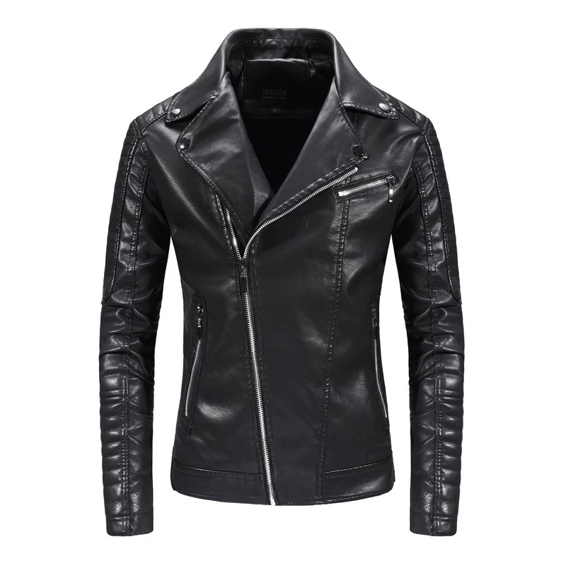 

Spring Autumn Mens Pu Leather Jacket Fashion Motorcycle Jacket Biker Outwear Coat Men Solid Color Windproof Casual Leather Suede