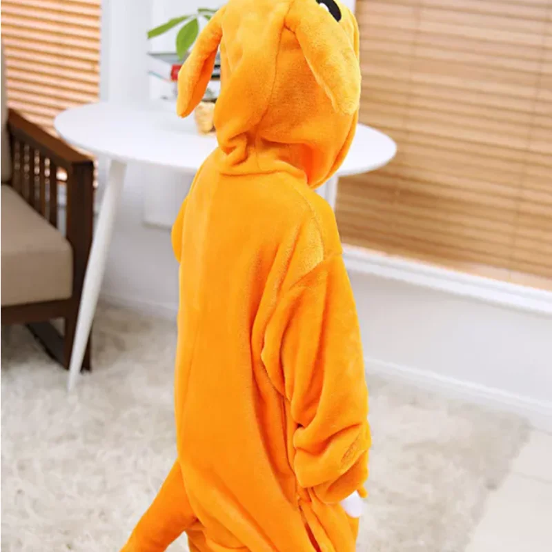 Family Kigurumi Pajamas Orange Kangaroo Animal Onesie Cosplay Costume Pajamas For Kids and Adults With Slippers
