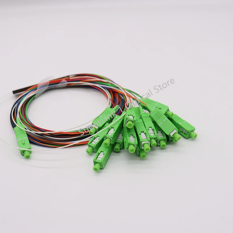 10 PCS/Lot 1X16 PLC Splitter Fiber Optic Color SC/APC SM 0.9mm G657A1 PVC 1m FTTH Fiber Optic Splitter equal scapc Free shipping