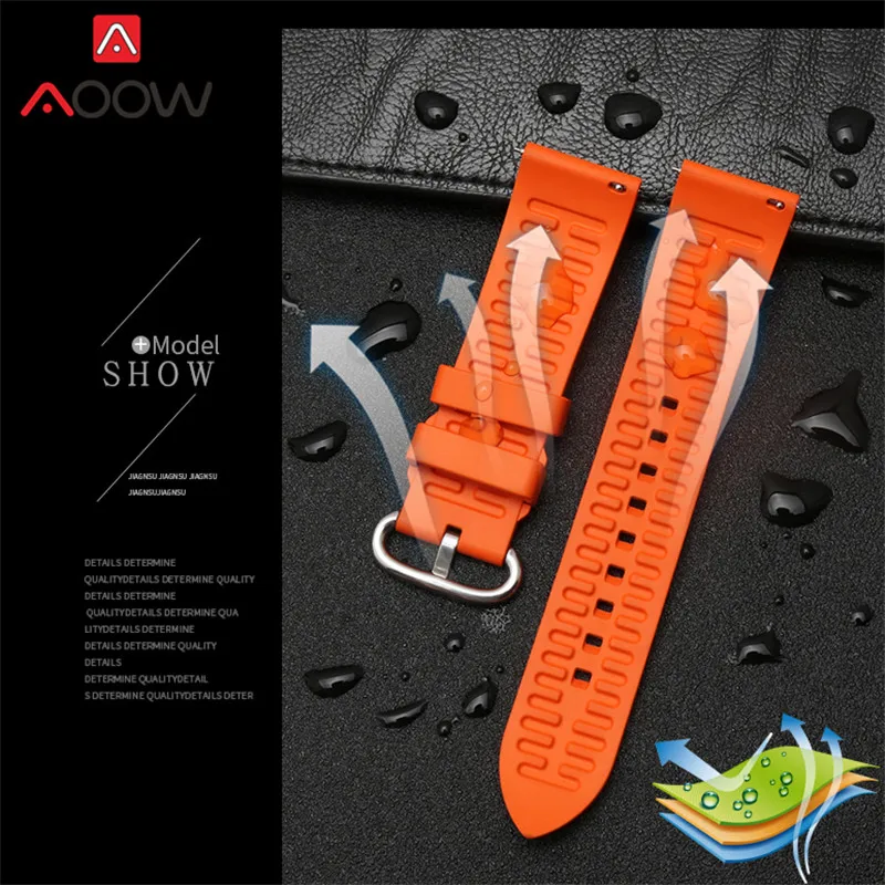 Fluoro Rubber Strap 20/21/22/24mm Stainless Steel Butterfly Buckle Sport Waterproof Quick Release Men Replacement Watch Band