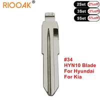 10pcs metal blank uncut flip 34 hyn10 kdvvdi remote key blade for hyundai accent mistra kia rio m4 car remote key blade