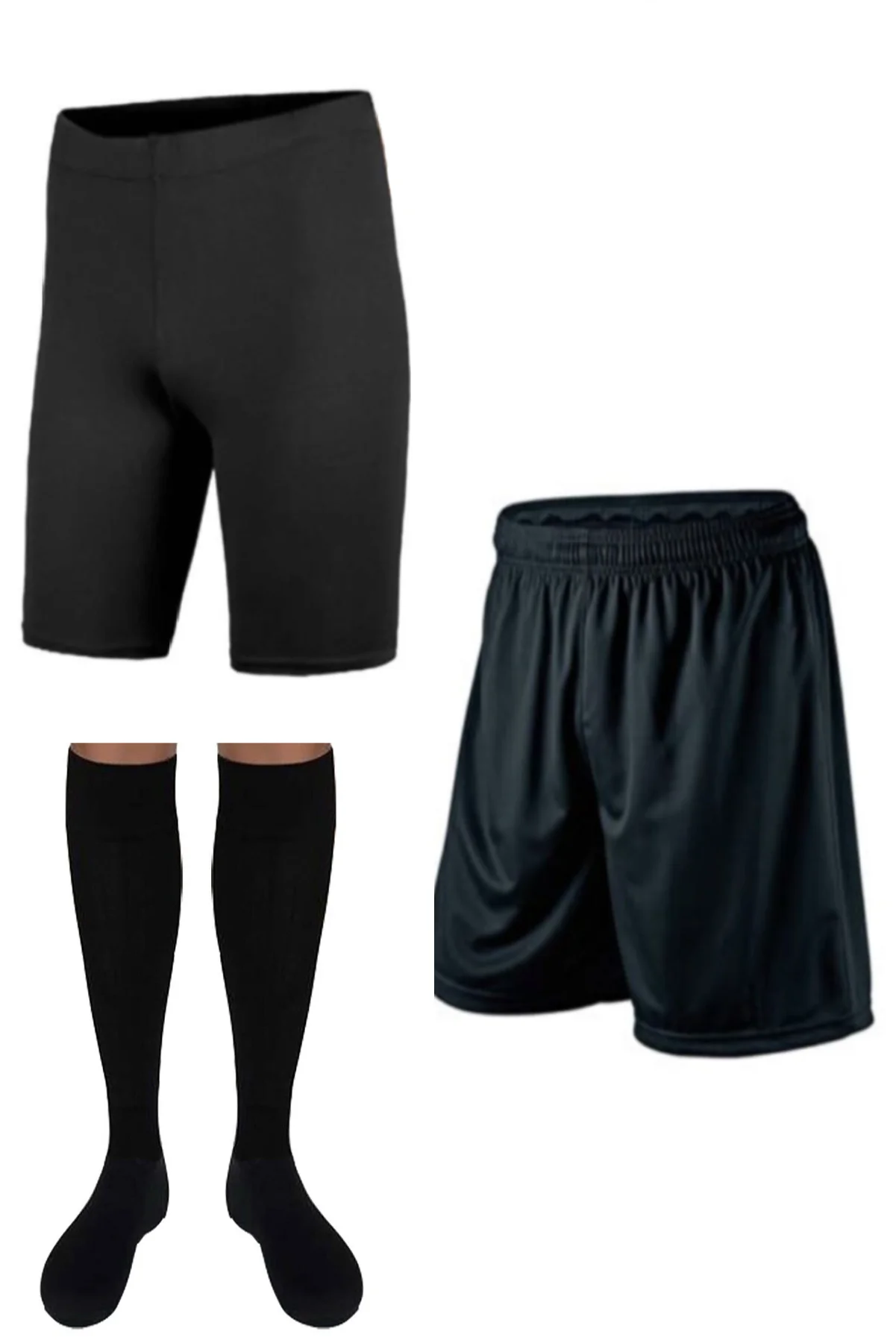 

football player match and training soccer shorts soccer tights soccer socks set 3 piece shorts tights and socks together