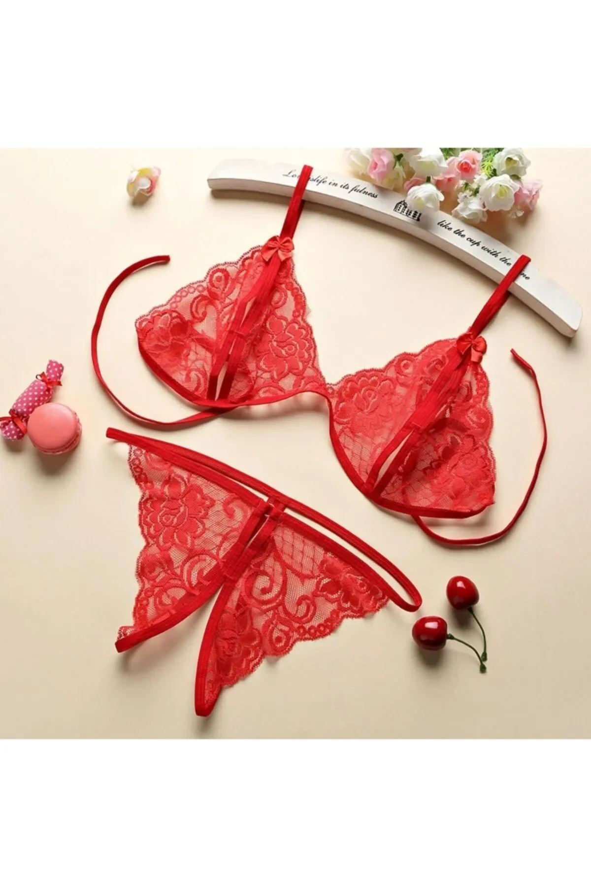 

Women's Red Lace Bra Panty Set, Sexy Women's Bralet Set, Lace Detailed Sexy Underwear, Lace Panties, Hot Underwear, Bestseller