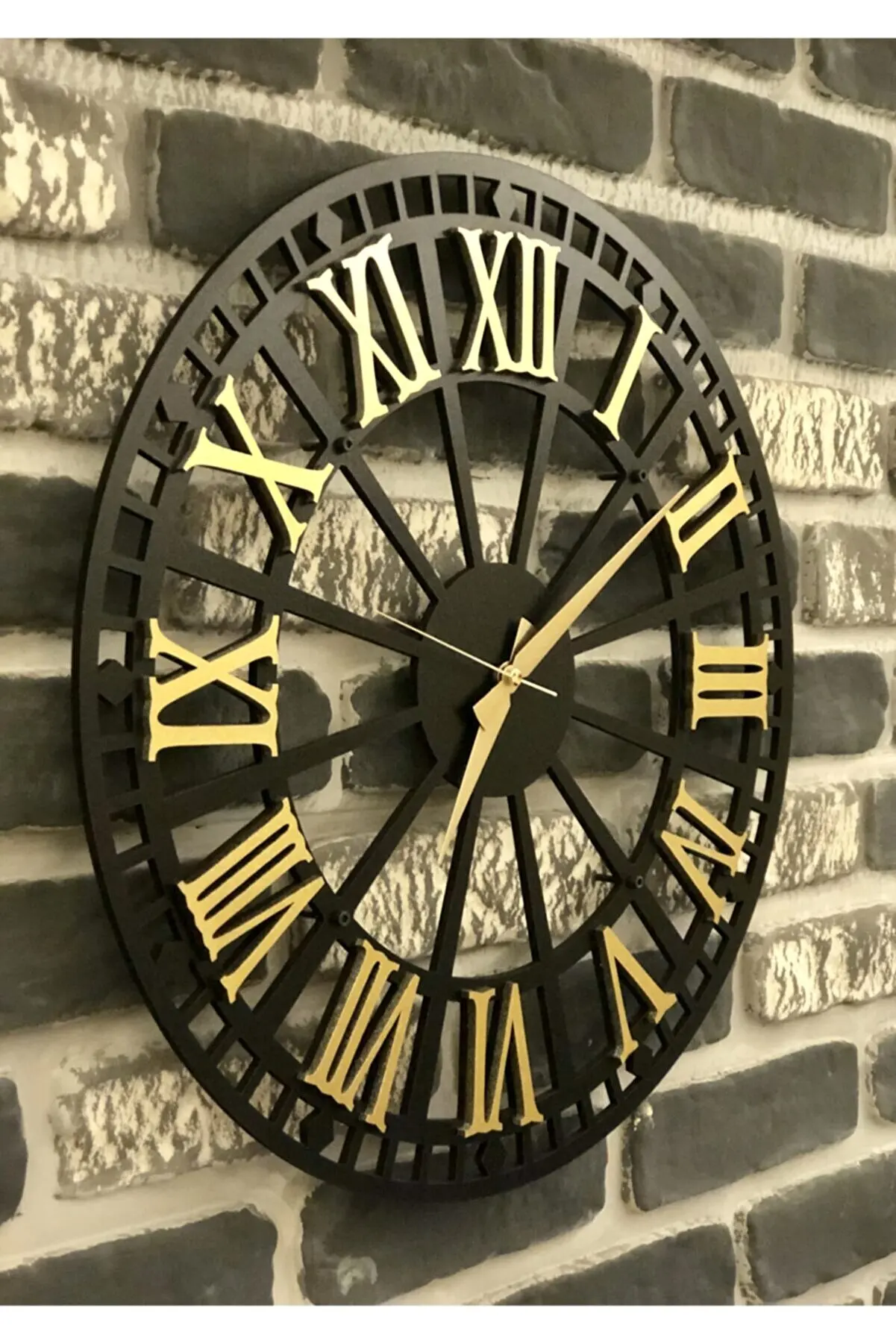 

Wooden 3D Wall Clock Silent Modern Design Living Room Decoration Kitchen Clock Gold Design Wooden Rustic Roman Wall Clock 70 cm