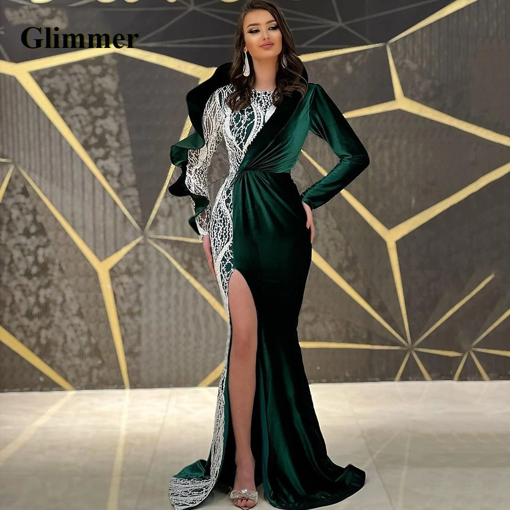 

Glimmer Sexy Evening Dresses Goddess Long Sleeves Formal Prom Gowns Made To Order Celebrity Vestidos Fiesta Gala Robes De Soiree