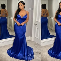 cathy 2022 new blue backless sweetheart long prom dress satin sexy mermaid prom party dress custom plus size vestidos de fiesta