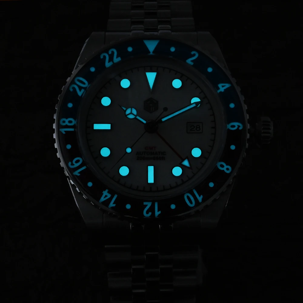 Мужские автоматические механические часы с сапфиром и двунаправленным