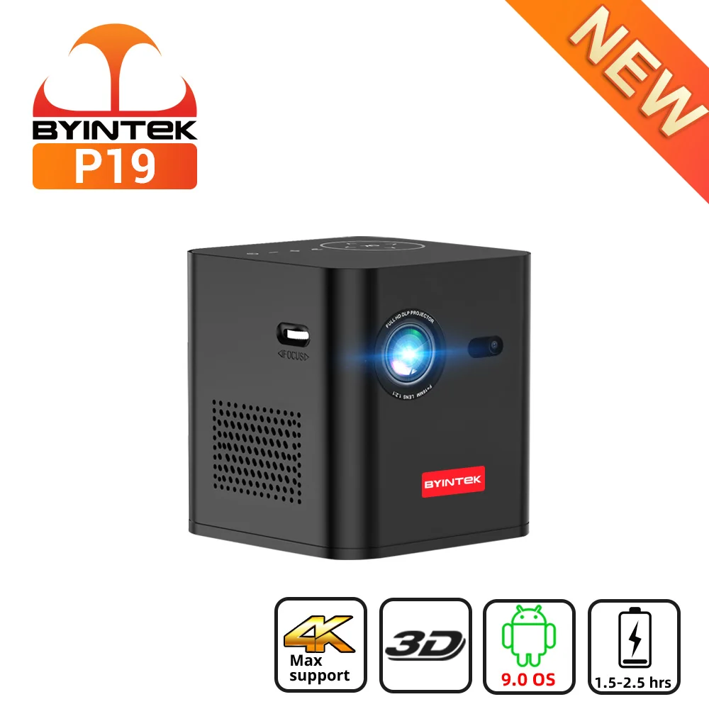 

BYINTEK P19 3D Mini Projector Portable Smart Android WIFI Video Pico LED DLP Projectors Home Theater for Full HD 1080P 4K Cinema