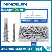 nindejin 120pcsset drywall anchor zinc alloy self drilling hollow wall anchor with screw stud anchor for wall hanging