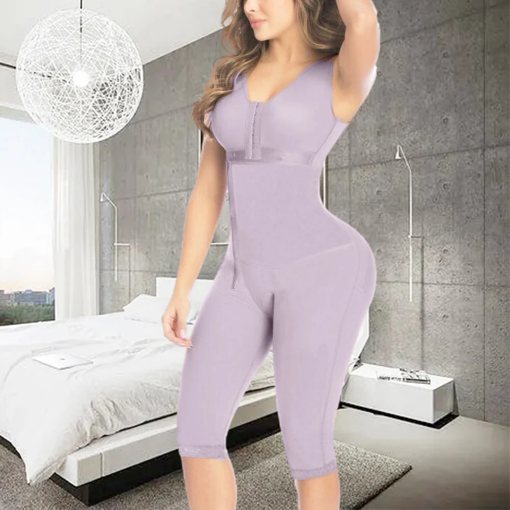 

Fajas Colombianas Originales Compression Girdle Woman Front Open Side Zip Knee Shapewear Lace Slimming Shorts Bodyshaper Women