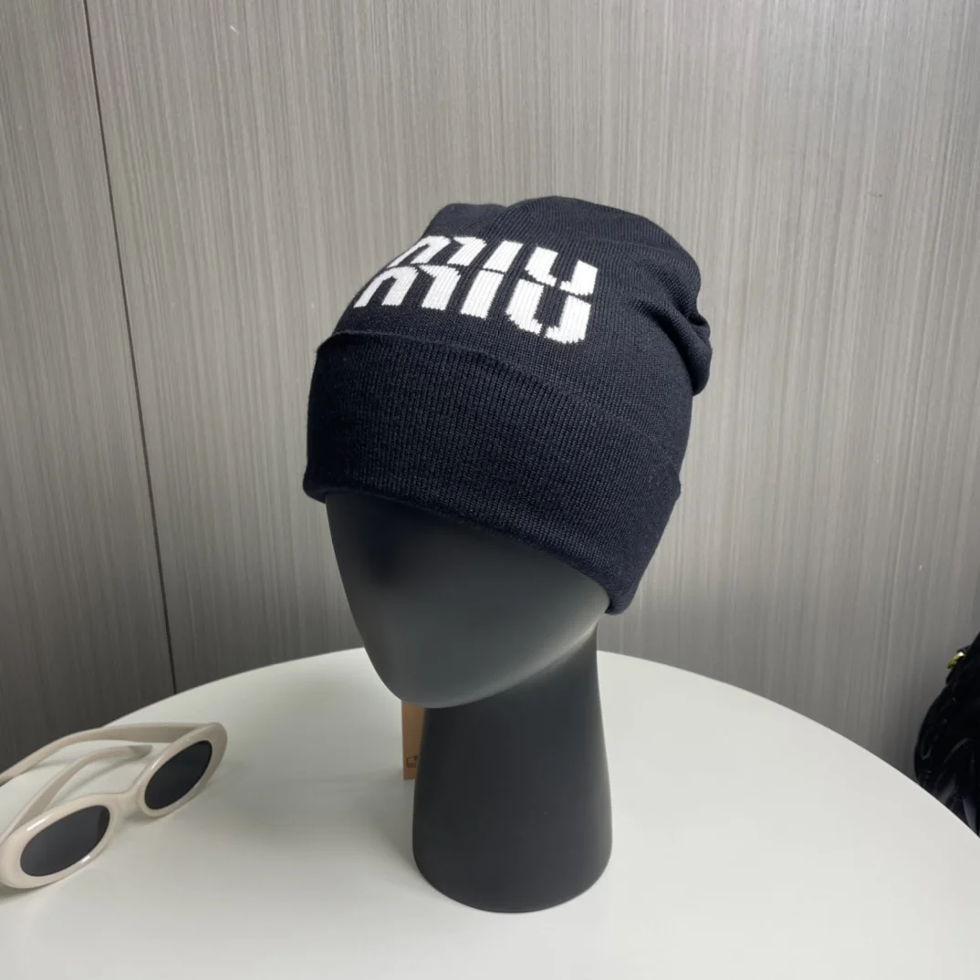 Вязаные эластичные шапки Bini Miu женские зимние теплые для мужчин Роскошные