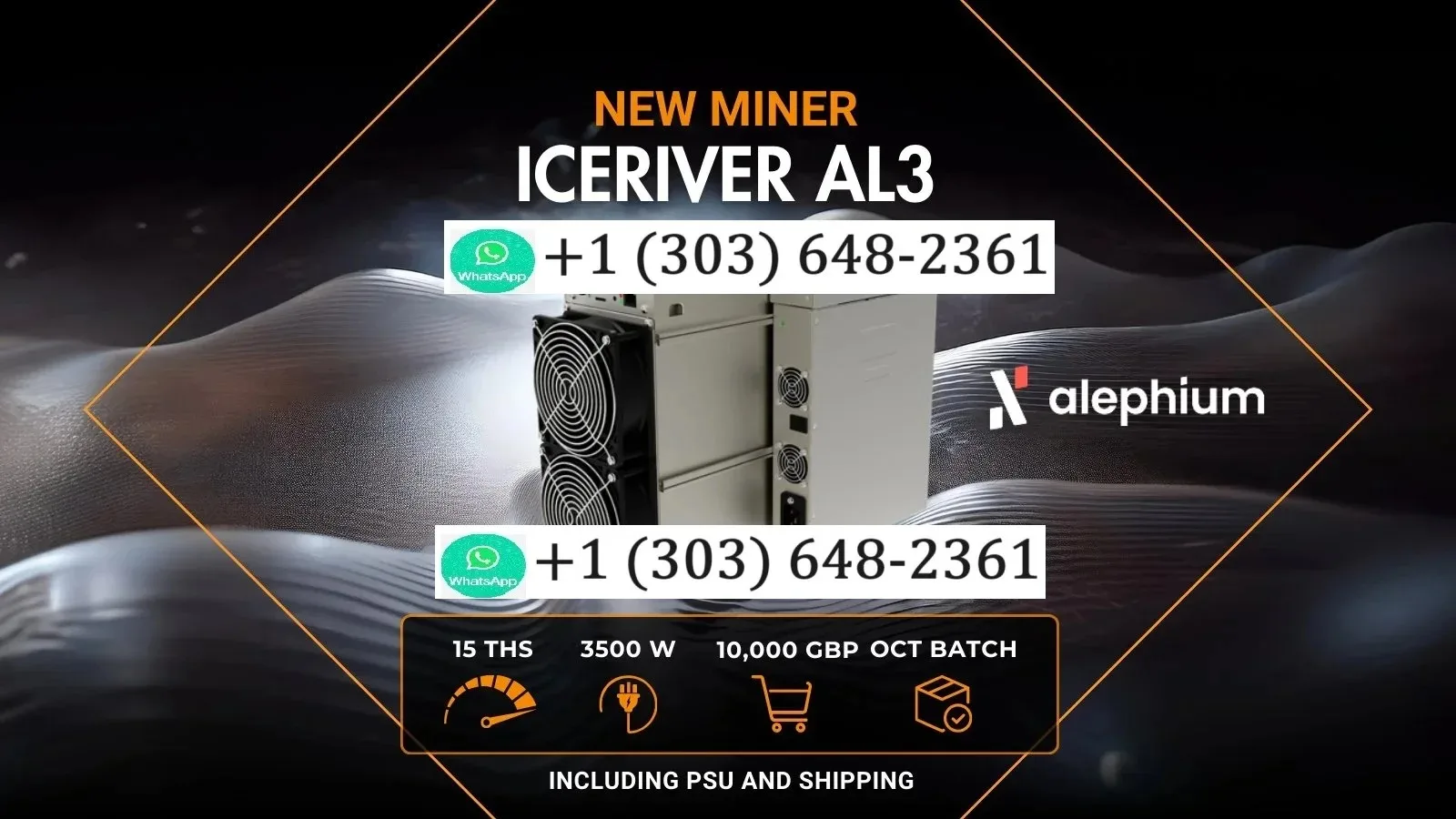 A1 FAST SHIPPING NEW IceRiver AL3 15 TH/s Alphenium Miner - New Release Alph