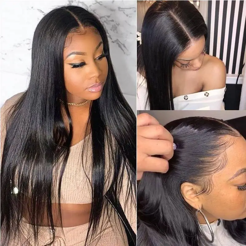 360 Full Lace Frontal Wig Human Hair Pre Plucked Transparent 13x4 Straight Lace Front Wig With Baby Hair Lace Closure Wig