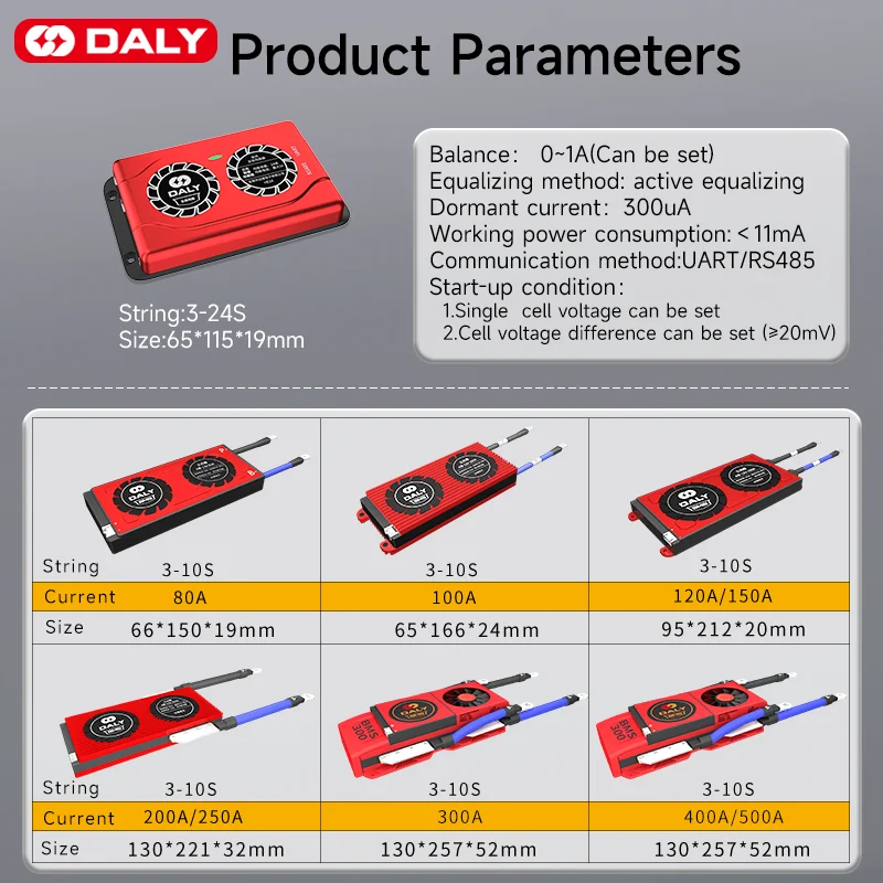 Фото Daly BMS 1A Smart Active Balancer lifepo4 4S 8S 12S 13S 14S 16S 17S 20S 24S battery18650 60A 80A 100A 150A 200A 500A для скутера №4